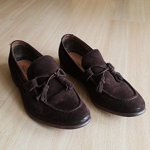 Aldo brown suede loafers with tied tassels